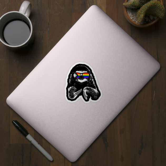 Pride Sloth LGBTQ Progress Pride Flag Sunglasses by wheedesign